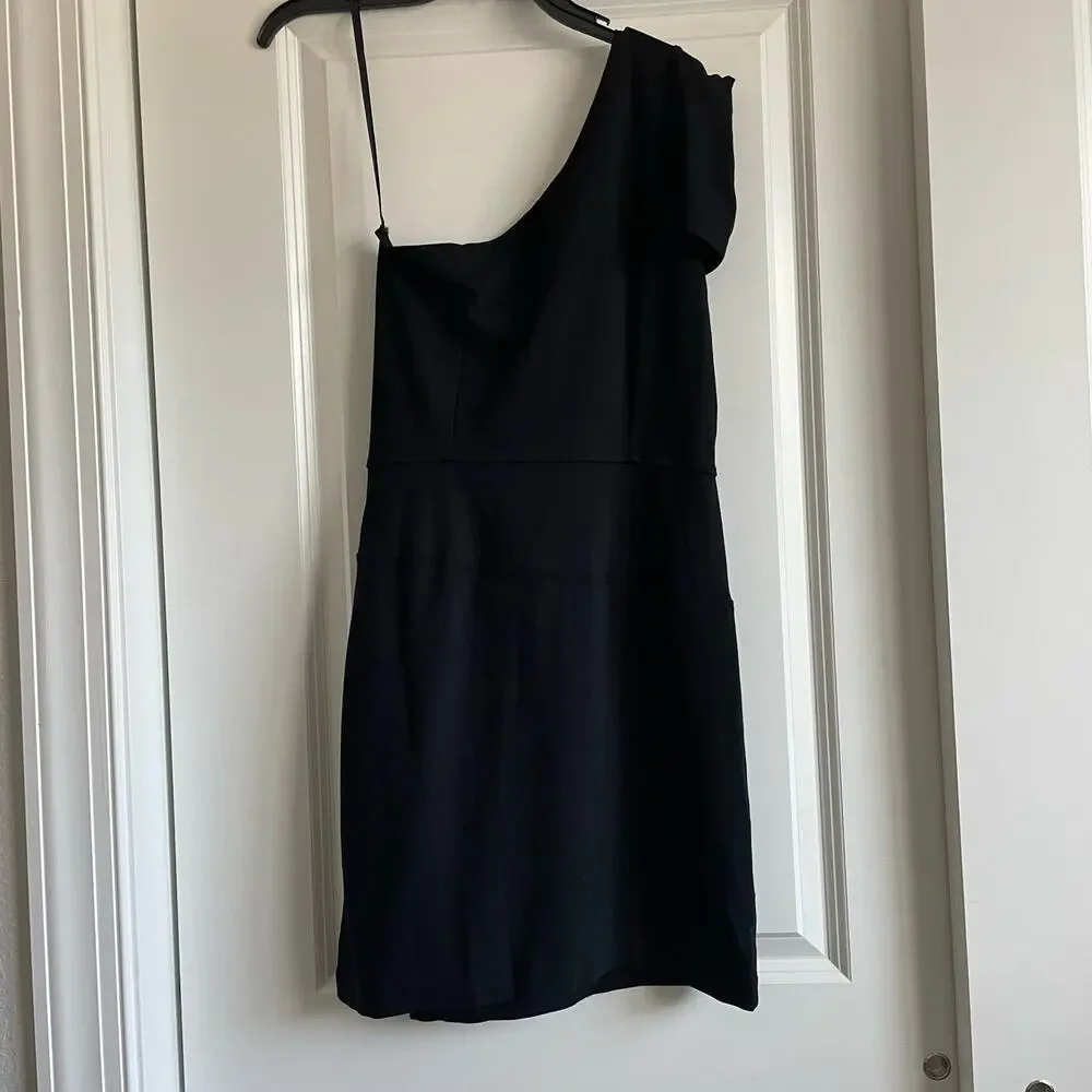 NWT French Connection LBD One Shoulder Mini Bow Dress Sz 8